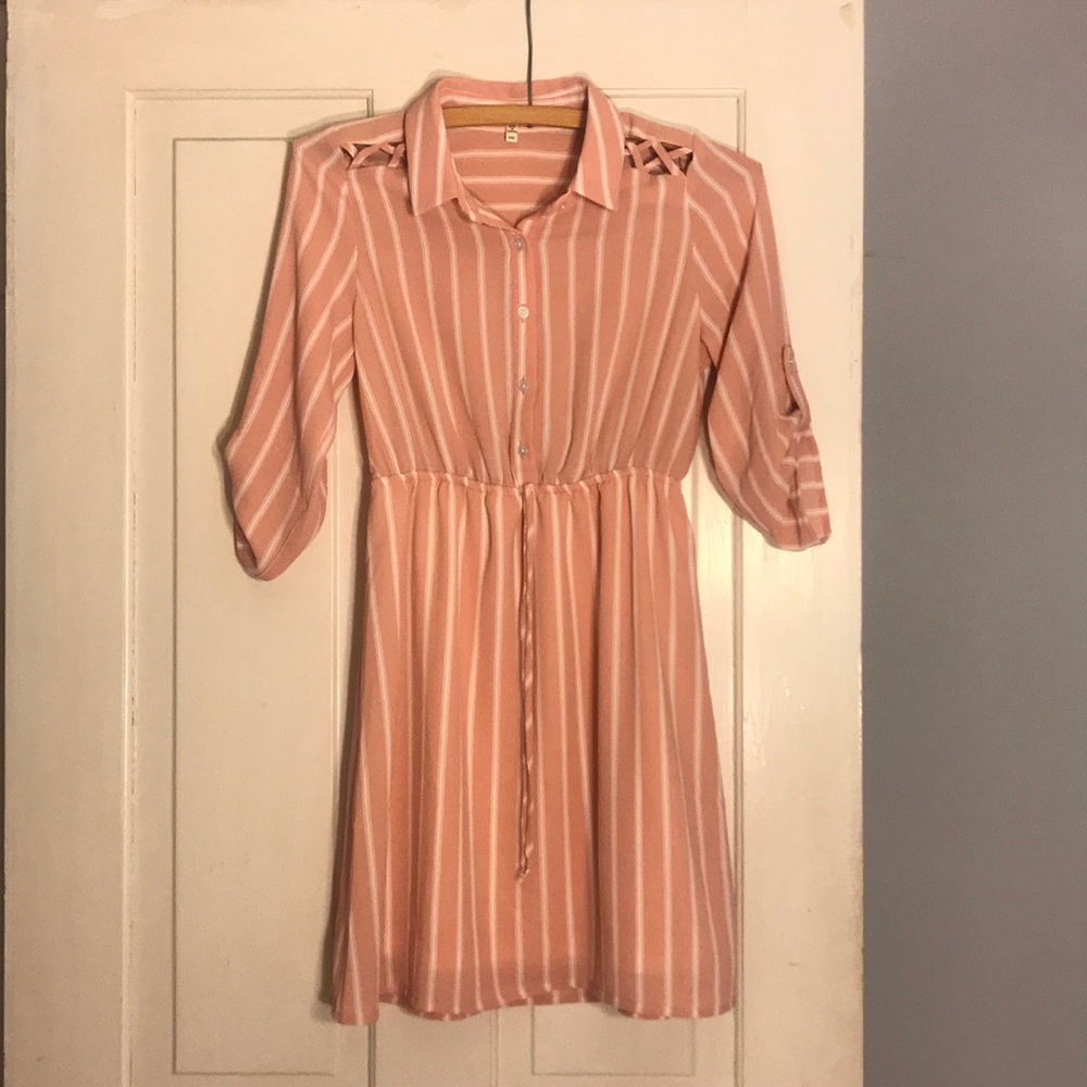 NWOT Sophia + Zeke Pink Stripe Dress 12